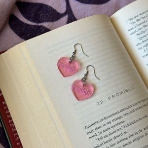 Twilight Pink Glitter Earrings, Bella Swan Edward Cullen